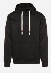 Czarna Bluza z Bawełną Kapturem i Kieszenią Typu Kangurek Norrise. Czarne bluzy męskie Born2be, l, bez wzorów, z bawełny, eleganckie, bez ramiączek. Za 79.99 zł.