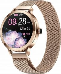 Smartwatch Giewont Veltori VT340-1 Złota Bransoleta + Różowy Pasek Silikonowy. Czerwone zegarki smartwatch Giewont, bez wzorów. Za 175.24 zł.