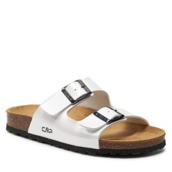 Klapki CMP. Białe klapki damskie CMP, bez wzorów, bez obcasa, bez zapięcia. Za 179.99 zł.