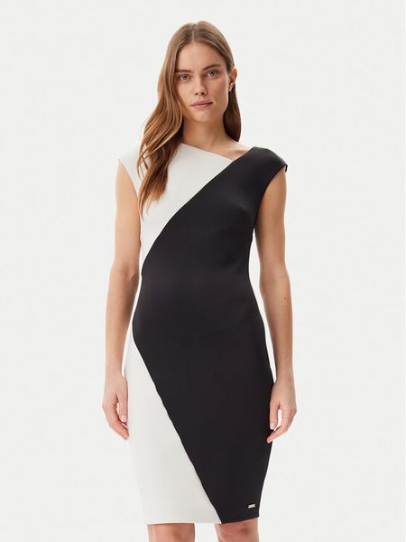 Calvin Klein Sukienka koktajlowa K20K208141 Czarny Slim Fit. Czarne sukienki damskie Calvin Klein, bez wzorów, z syntetyku, wizytowe, bez kołnierzyka, bez ramiączek. Za 469.99 zł.