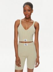 Calvin Klein Jeans Top Label J20J223152 Zielony Slim Fit. Zielone topy damskie Calvin Klein Jeans, l, bez wzorów, z jeansu, bez kołnierzyka, bez ramiączek. Za 289.99 zł.