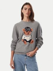 Guess Sweter W6BR84 Z1927 Szary Regular Fit. Szare swetry nierozpinane damskie Guess, xxl, z aplikacjami, z wiskozy, bez kołnierzyka, bez ramiączek. Za 394.99 zł.
