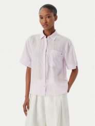 Tommy Hilfiger Koszula WW0WW48925 Fioletowy Relaxed Fit. Fioletowe koszule damskie Tommy Hilfiger, xl, bez wzorów, ze lnu, bez kołnierzyka, bez ramiączek. Za 409.99 zł.