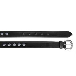 Pasek do spodni skórzany dla dorosłych EQ.QUEEN Crown. Czarne paski damskie EQUESTRIAN QUEEN, bez wzorów. Za 79.99 zł.
