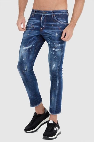 DSQUARED2 Granatowe męskie jeansy sexy twist jean, Rozmiar 52. Niebieskie jeansy męskie Dsquared2, z jeansu. W wyprzedaży za 1,899.99 zł.