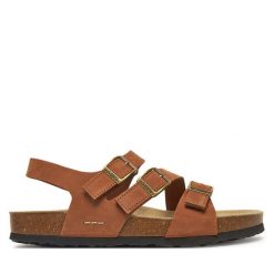 Sandały Josef Seibel. Brązowe sandały damskie Josef Seibel, bez wzorów, bez obcasa, na płaskiej podeszwie, bez zapięcia. Za 309.99 zł.