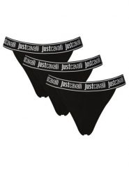 Just Cavalli Komplet stringów 80PAJU01 CJUT2 Czarny. Czarne majtki damskie Just Cavalli, z bawełny. Za 248.99 zł.