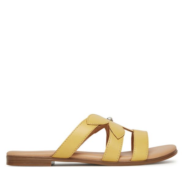 Klapki Lasocki. Żółte klapki damskie Lasocki, bez wzorów, bez obcasa, bez zapięcia. Za 129.99 zł.