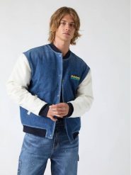 Guess Jeans Kurtka bomber 183630 Niebieski Classic Fit. Niebieskie kurtki męskie Guess Jeans, l, z aplikacjami, z bawełny, bez kaptura. Za 1,179.00 zł.