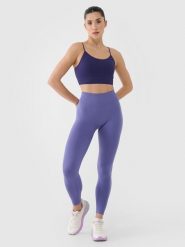 4F Legginsy treningowe bezszwowe damskie - granatowe XS/S. Niebieskie legginsy damskie 4F, l, bez wzorów, z dzianiny, z podwyższonym stanem, na fitness i siłownię. W wyprzedaży za 79.99 zł.