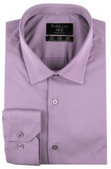 Jednokolorowa, Bawełniana Koszula o Prostym Kroju - Wrzosowa. Fioletowe koszule męskie Pazzani, bez wzorów, z bawełny, eleganckie, bez kołnierzyka, bez ramiączek. Za 169.00 zł.