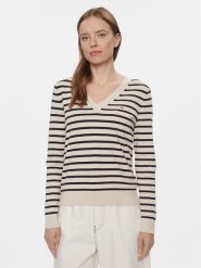 Tommy Hilfiger Sweter WW0WW40098 Beżowy Regular Fit. Brązowe swetry nierozpinane damskie Tommy Hilfiger, xs, bez wzorów, z bawełny, bez kołnierzyka, bez ramiączek. Za 249.99 zł.