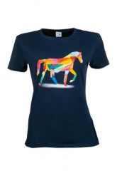 T-shirt damski HKM Colourful Horse. Niebieskie t-shirty damskie HKM, l, bez wzorów, z materiału, eleganckie, bez kołnierzyka, bez ramiączek. Za 120.50 zł.