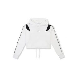 Damska bluza z kapturem crop Fila Rivoli Relaxed. Białe bluzy damskie Fila, l, bez wzorów, z materiału, sportowe, bez ramiączek, z kapturem. Za 246.00 zł.