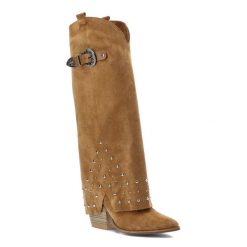 Brązowe Kozaki Carinii Eleganckie Obuwie Damskie Premium. Brązowe kozaki damskie Carinii, bez wzorów, przed kolano, bez obcasa, bez zapięcia. Za 759.00 zł.