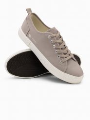 Klasyczne niskie trampki męskie BASIC - popielate V1 OM-FOTL-0145 - 44. Szare trampki męskie Ombre Clothing, bez wzorów, z gumy, klasyczne, bez zapięcia. W wyprzedaży za 69.99 zł.
