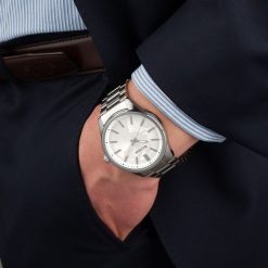 Zegarek męski bransoleta duży solidny srebrny glob premium Beltimore BT01. Szare zegarki męskie bez wzorów, srebrne. Za 149.99 zł.
