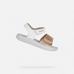 Sandały GEOX B SANDAL LIGHTFLOPPY Biały. Białe sandały damskie Geox, bez wzorów, z syntetyku, bez obcasa, bez zapięcia. Za 144.99 zł.