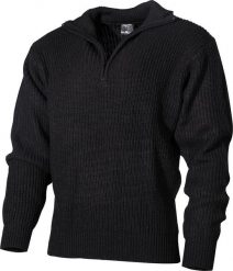MFH Sweter "Troyer" czarny S. Czarne swetry męskie MFH, m, bez wzorów, bez kołnierzyka, bez ramiączek. Za 176.00 zł.