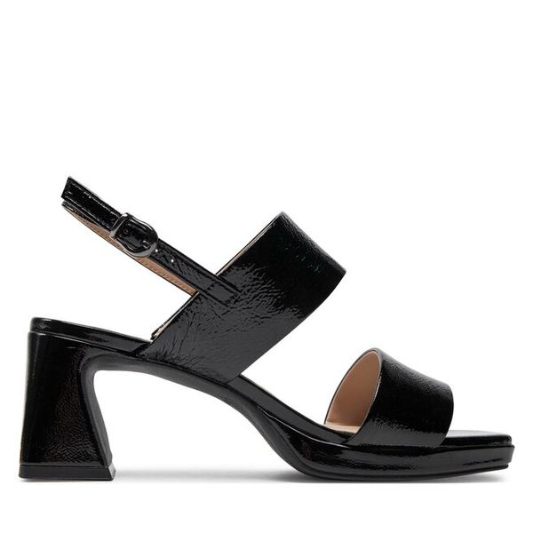Sandały Caprice. Czarne sandały damskie Caprice, bez wzorów, bez obcasa, na słupku, bez zapięcia. Za 265.99 zł.