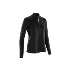 Bluza do biegania RUN WARM damska. Czarne bluzy damskie KALENJI, bez wzorów, z elastanu, bez ramiączek, bez kaptura. Za 39.99 zł.
