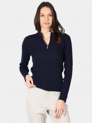 Sweter Damski Luhta Huoponen. Niebieskie swetry nierozpinane damskie Luhta, m, bez wzorów, z bawełny, eleganckie, bez kołnierzyka, bez ramiączek. Za 499.00 zł.