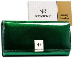 Portfel skórzany Rovicky RH-24A-1-SH zielony. Zielone portfele damskie ROVICKY, ze skóry. Za 95.99 zł.