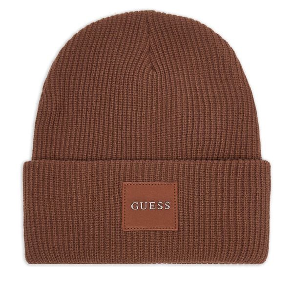 Czapka Guess. Brązowe czapki damskie Guess, na zimę, z aplikacjami. Za 154.99 zł.