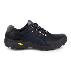 Olivier Męskie buty trekkingowe 296GT granatowe niebieskie. Niebieskie trekkingi męskie ze skóry, bez zapięcia. Za 319.69 zł.