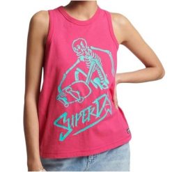 Koszulka turystyczna damska Superdry Vintage Cali Vest. Czerwone koszulki sportowe damskie Superdry, s, bez wzorów, z bawełny, bez ramiączek. W wyprzedaży za 68.00 zł.