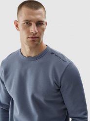 4F Bluza dresowa nierozpinana bez kaptura męska - niebieska S. Niebieskie bluzy sportowe męskie 4F, m, bez wzorów, z bawełny, bez kaptura. W wyprzedaży za 79.99 zł.