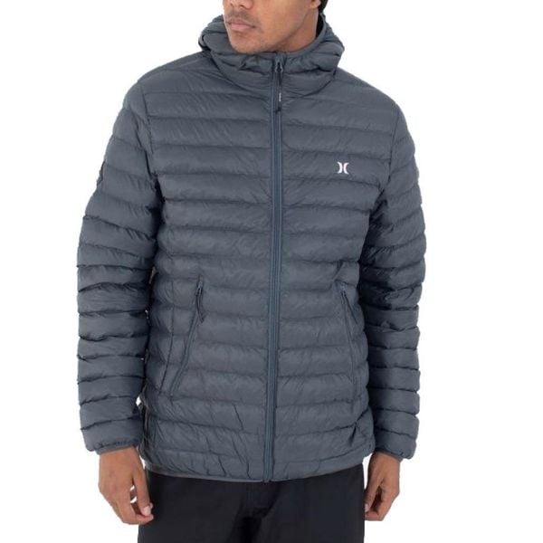 Kurtka HURLEY CAMPBELL PUFFER Szary. Szare kurtki męskie Hurley, l, bez wzorów, z tkaniny, bez kaptura. Za 445.15 zł.