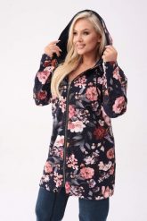 Granatowa bluza z kapturem Flora w różowe kwiaty cynie PLUS SIZE XXL OVERSIZE. Czerwone bluzy damskie Moda Size Plus Iwanek, na jesień, m, bez wzorów, z bawełny, biznesowe, bez ramiączek, z kapturem. W wyprzedaży za 235.90 zł.