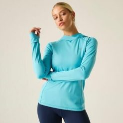 Damska bluza z kapturem Refresh Quick Dry Fleece. Niebieskie bluzy damskie Dare 2B, bez wzorów, z elastanu, sportowe, bez ramiączek, z kapturem. Za 279.99 zł.