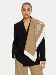 Calvin Klein Chusta K60K612882 Beżowy. Brązowe rękawiczki damskie Calvin Klein, bez wzorów, z materiału. Za 269.99 zł.