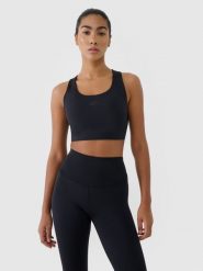 4F Biustonosz treningowy z niskim wsparciem damski - czarny XL. Czarne bielizna sportowa damska 4F, xl, bez wzorów, z dzianiny. Za 89.99 zł.