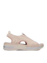 Rieker Sandały CEO-V59B5-31 Różowy jasny. Czerwone sandały damskie Rieker, bez wzorów, z materiału, bez obcasa, na koturnie, bez zapięcia. Za 319.99 zł.