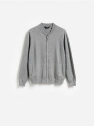 Sweter z domieszką kaszmiru - ciemnoszary. Szare swetry męskie Reserved, l, bez wzorów, z bawełny, bez kołnierzyka, bez ramiączek. Za 159.99 zł.