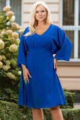 Ekskluzywna sukienka wizytowa odcinana pod biustem TYCJANA chabrowa PROMOCJA. Niebieskie sukienki damskie KARKO, na komunię, na lato, plus size, bez wzorów, z elastanu, eleganckie, bez kołnierzyka, plus size, bez ramiączek, maxi, kopertowe. Za 89.50 zł.