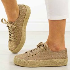 Khaki trampki damskie, espadryle Lee Cooper 3646. Brązowe trampki i tenisówki damskie Lee Cooper, bez wzorów, z jeansu, bez zapięcia. Za 169.00 zł.
