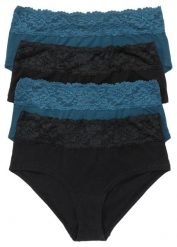 Figi maxi z miękką bawełną (4 pary). Czarne majtki damskie bonprix, z bawełny. Za 62.99 zł.