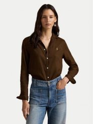 Polo Ralph Lauren Koszula 211970730508 Brązowy Regular Fit. Brązowe koszule damskie Polo Ralph Lauren, xxl, bez wzorów, ze lnu, bez kołnierzyka, bez ramiączek. Za 819.99 zł.