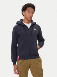 Alpha Industries Bluza Basic Zip 118342 Granatowy Regular Fit. Niebieskie bluzy męskie Alpha Industries, m, bez wzorów, z bawełny, bez ramiączek, bez kaptura. Za 249.99 zł.