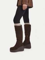 Badura Kozaki C-JANE-HY60195-15 Brązowy ciemny. Brązowe kozaki damskie Badura, bez wzorów, ze skóry, bez obcasa, na koturnie, bez zapięcia. Za 349.99 zł.