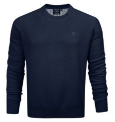 Lekki Sweter Bawełniany - Okrągły Dekolt - Pako Jeans - Granatowy. Niebieskie swetry męskie Pako Jeans, l, bez wzorów, z bawełny, eleganckie, bez kołnierzyka, bez ramiączek. Za 169.00 zł.