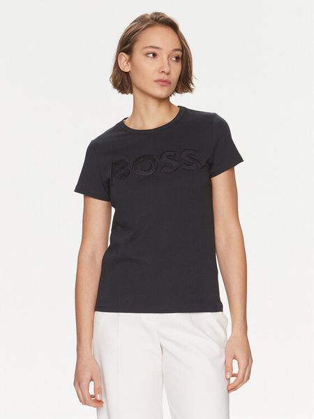 Boss T-Shirt Eventsa 50514967 Granatowy Regular Fit. Niebieskie t-shirty damskie Boss, s, bez wzorów, z bawełny, bez kołnierzyka, bez ramiączek. Za 219.99 zł.
