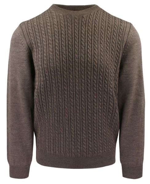 Sweter dla Mężczyzny - Lasota - Brązowy z Okrągłym Dekoltem. Brązowe swetry męskie Lasota, na jesień, l, bez wzorów, z tkaniny, bez kołnierzyka, bez ramiączek. Za 285.00 zł.