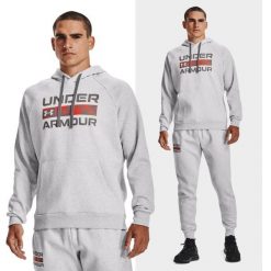 Bluza fitness męska UNDER ARMOUR RIVAL FLEECE z kapturem. Szare bluzy męskie Under Armour, m, bez wzorów, casualowe, bez ramiączek, z kapturem. W wyprzedaży za 173.38 zł.