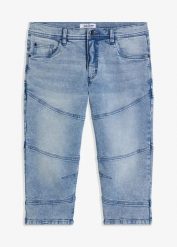 Dżinsy 3/4 ze stretchem regular fit straight. Niebieskie jeansy męskie bonprix, z jeansu. Za 54.99 zł.