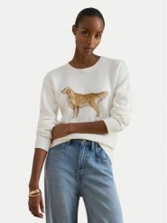 LAUREN RALPH LAUREN Sweter 200P10148001 Biały Relaxed Fit. Białe swetry nierozpinane damskie Lauren Ralph Lauren, s, bez wzorów, z bawełny, bez kołnierzyka, bez ramiączek. Za 1,199.00 zł.